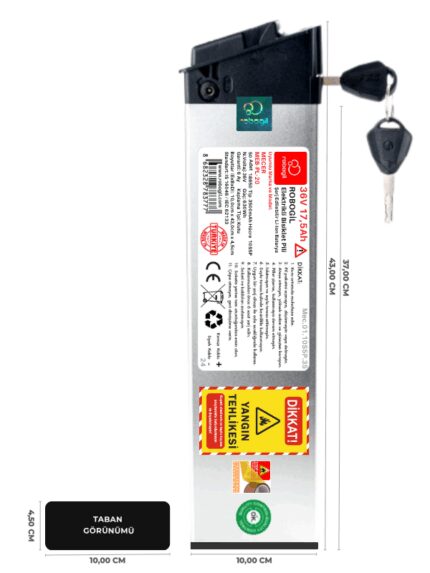 Mecer MEB-PL-20 36V 17,5Ah Uyumlu Bataryası Kutulu Elektrikli Bisiklet Pili Li-ion Yedek Pil Paketi Mec.01.10S5P.35