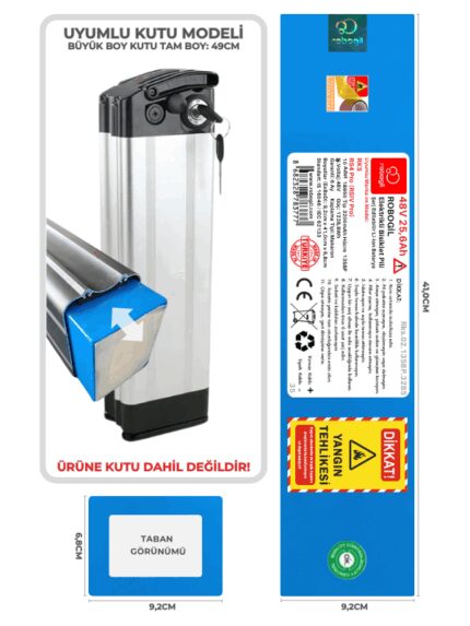 RKS RS4 Pro (RSIV Pro) 48V 25,6Ah Uyumlu Bataryası Kutusuz Elektrikli Bisiklet Pili Li-ion Yedek Pil Paketi Rks.02B.13S8P.32BS
