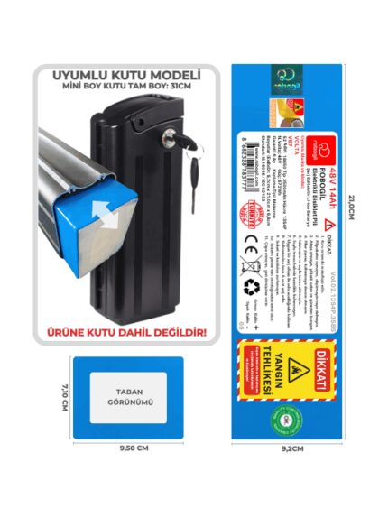 Volta VB7 48V 14Ah Uyumlu Bataryası Kutusuz Elektrikli Bisiklet Pili Li-ion Yedek Pil Paketi Vol.02M.13S4P.35BS